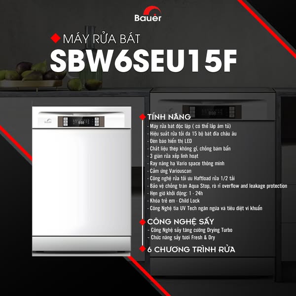 Máy rửa bát Bauer SBW6SEU15F