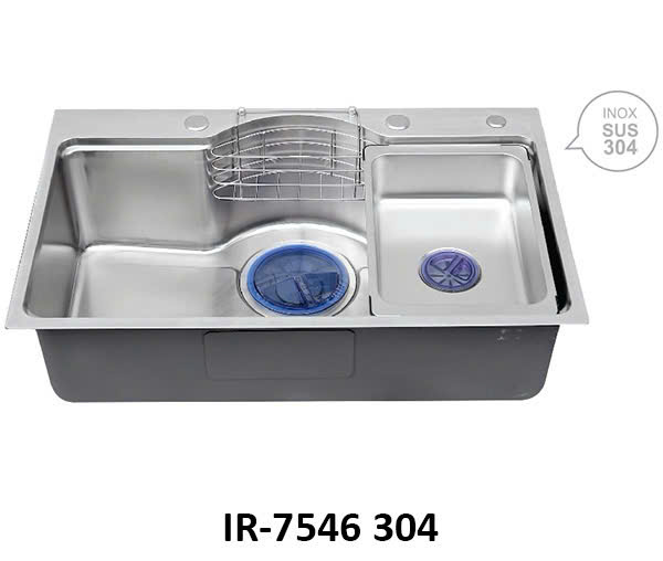 Chậu rửa bát 1 hố bán nguyệt inox 304 dập vân sần KT 75x46 cm