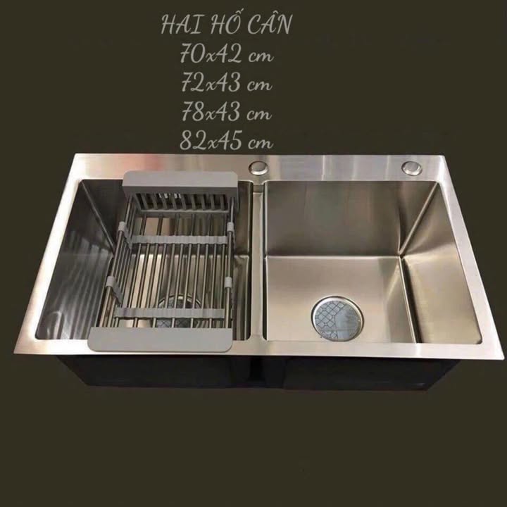 Thông tin Chậu rửa bát 2 hố cân inox 304 KOREA (gồm 4 kích thước) 
